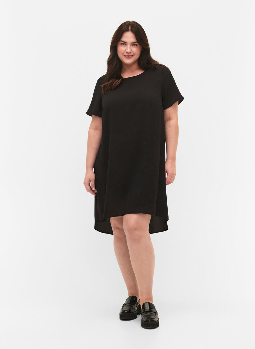 Kleid mit kurzen &Auml;rmeln, Schwarz, Model image number 1