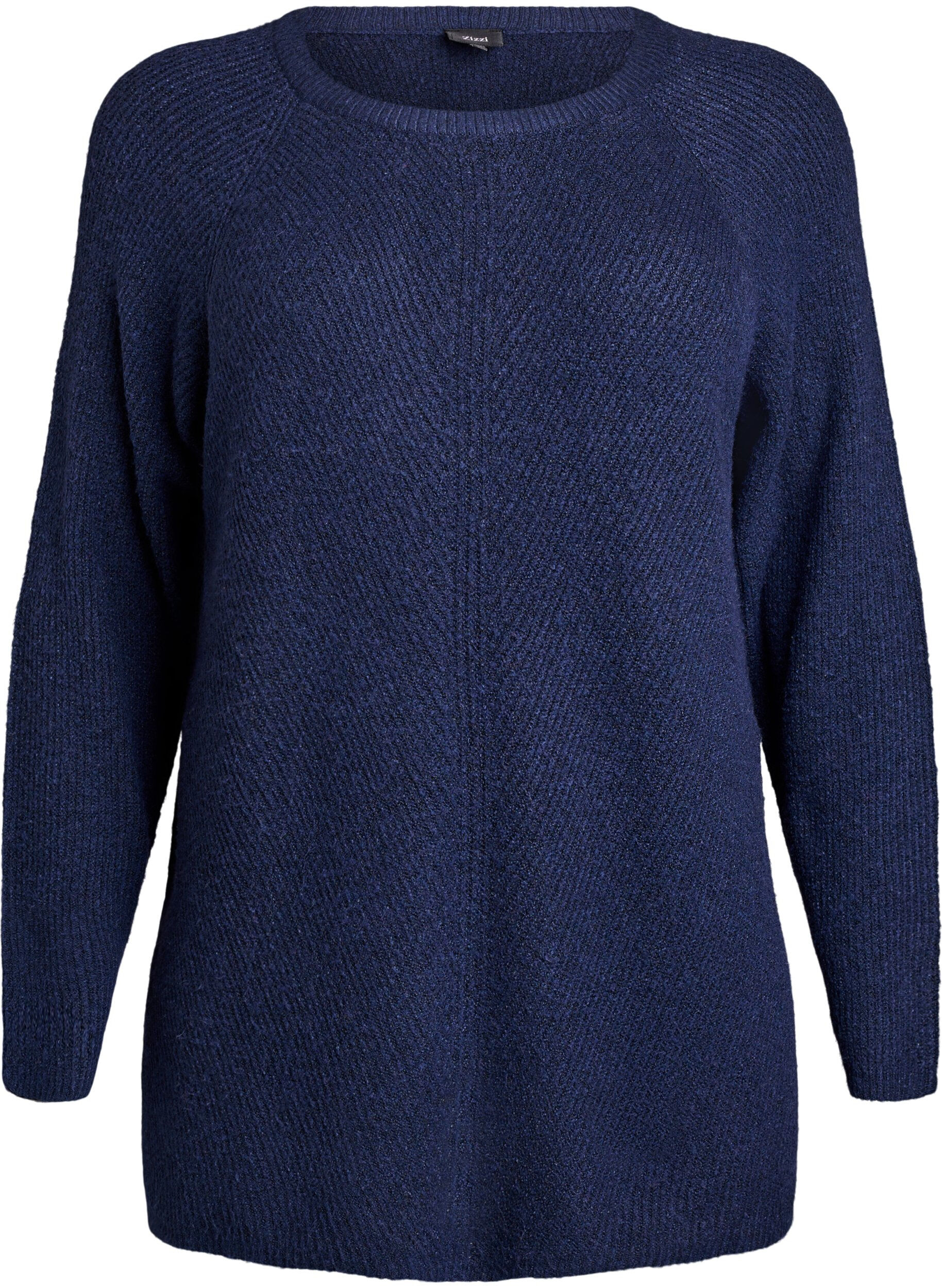 Strickpullover mit diagonalem Muster und Raglan&auml;rmeln