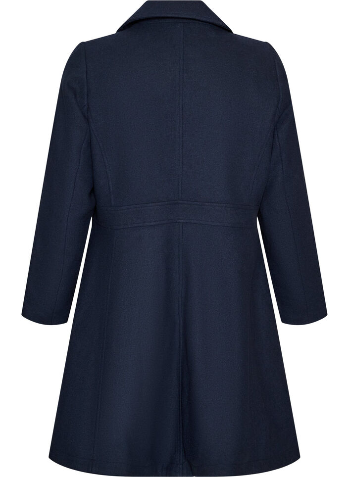 Manteau en laine coupe A avec poches, Bleu, Packshot image number 1