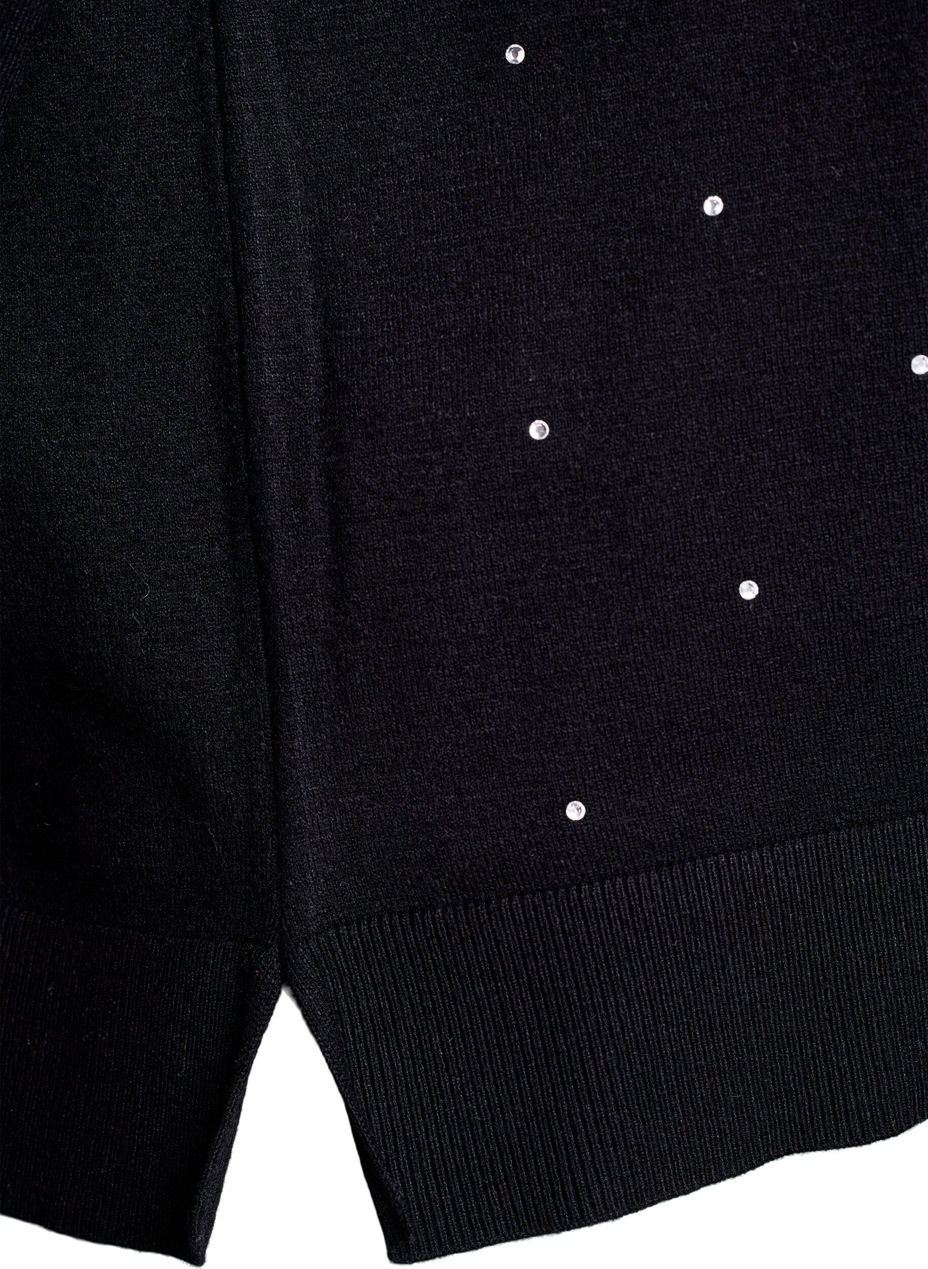 Zizzi Blouse en maille l&acirc;che avec strass, Noir, Packshot image number 4