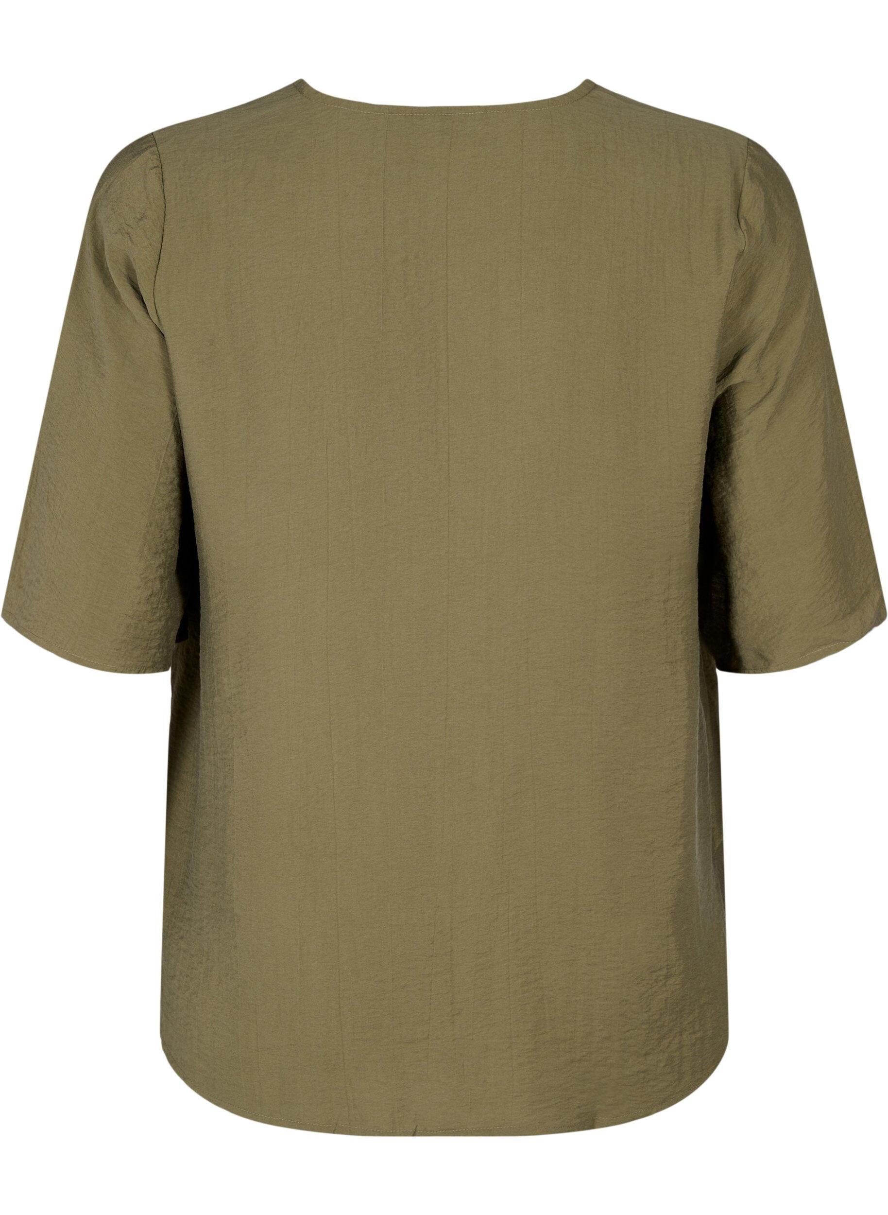 Zizzi Viskose-Bluse mit V-Ausschnitt und Stickdetail, Gr&uuml;n, Packshot image number 1