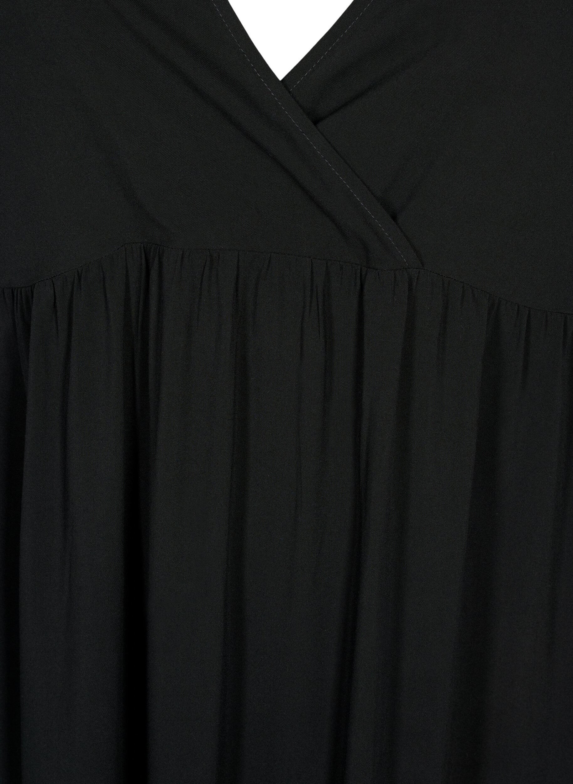 Zizzi Robe longue sans manches en viscose, Black, Packshot image number 2