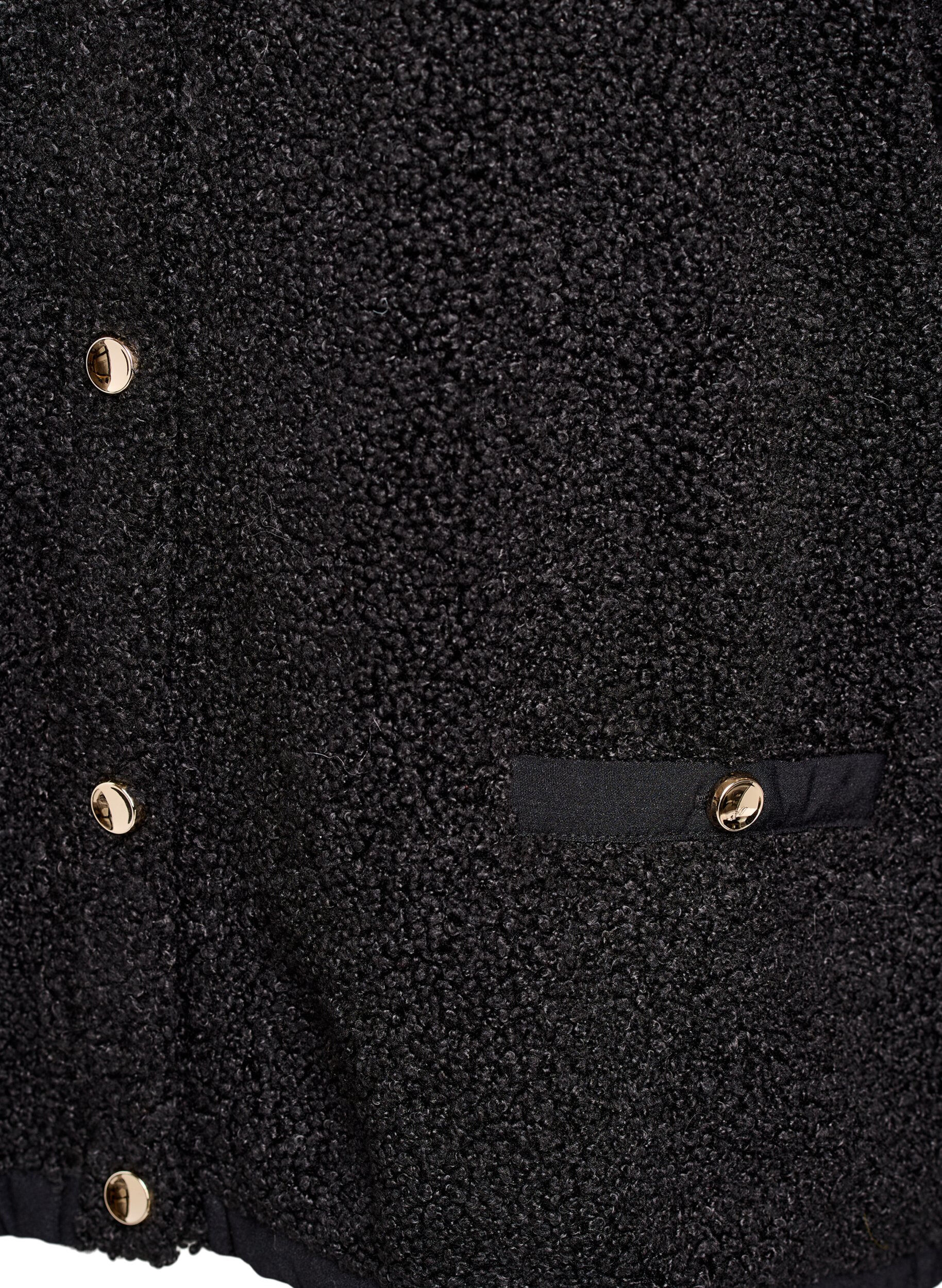 Zizzi Cardigan teddy avec boutons dor&eacute;s, Noir, Packshot image number 3