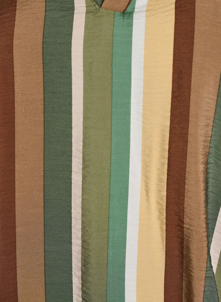 Gestreifte Viskose-Bluse mit kurzen &Auml;rmeln, Braun, Packshot image number 2