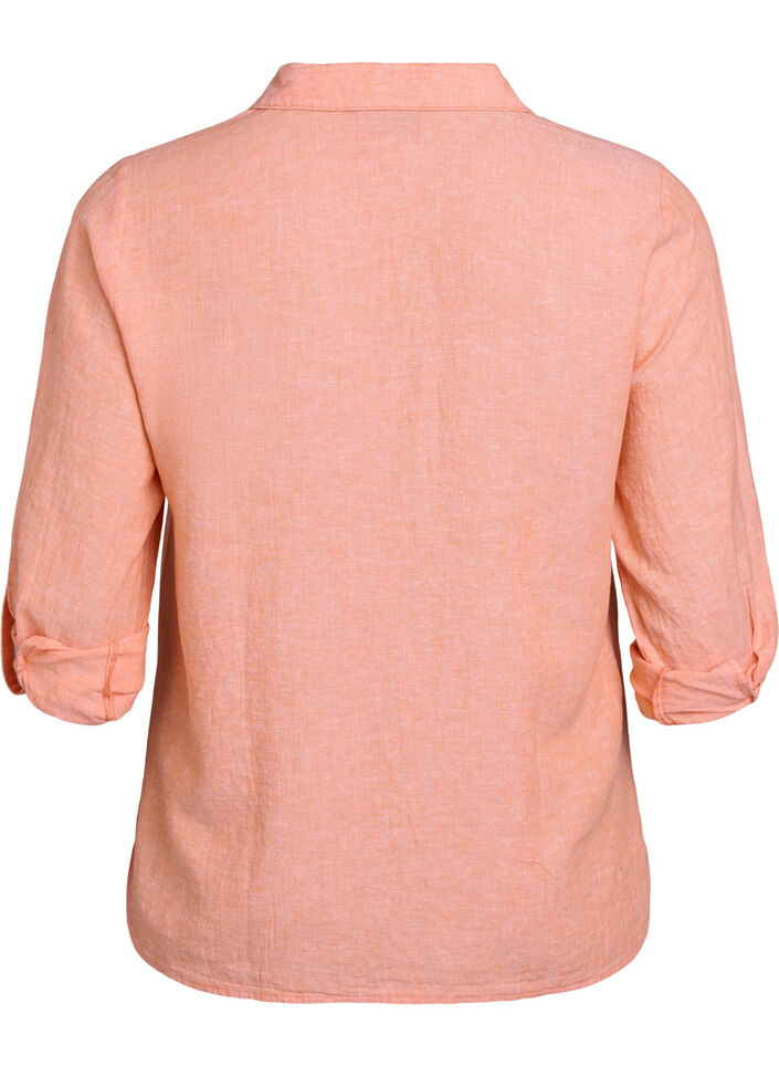 Bluse aus Leinen und Viskose mit 3/4-&Auml;rmeln, Orange, Packshot image number 1