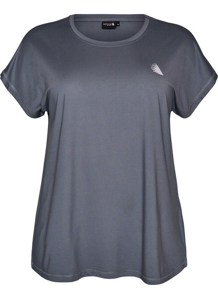 Einfarbiges Trainings-T-Shirt, Grau, Packshot image number 0