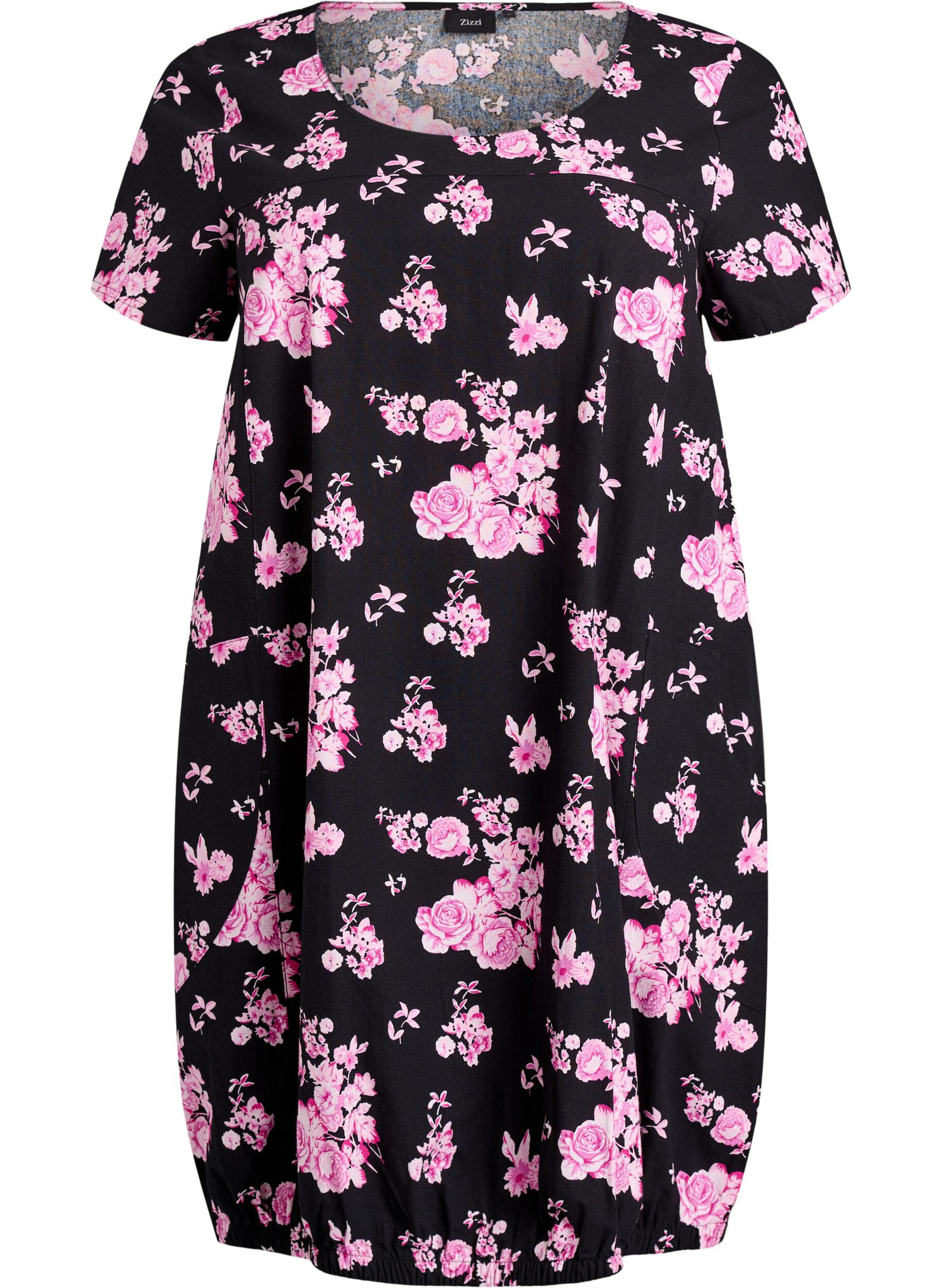 Robe en coton &agrave; manches courtes avec imprim&eacute;