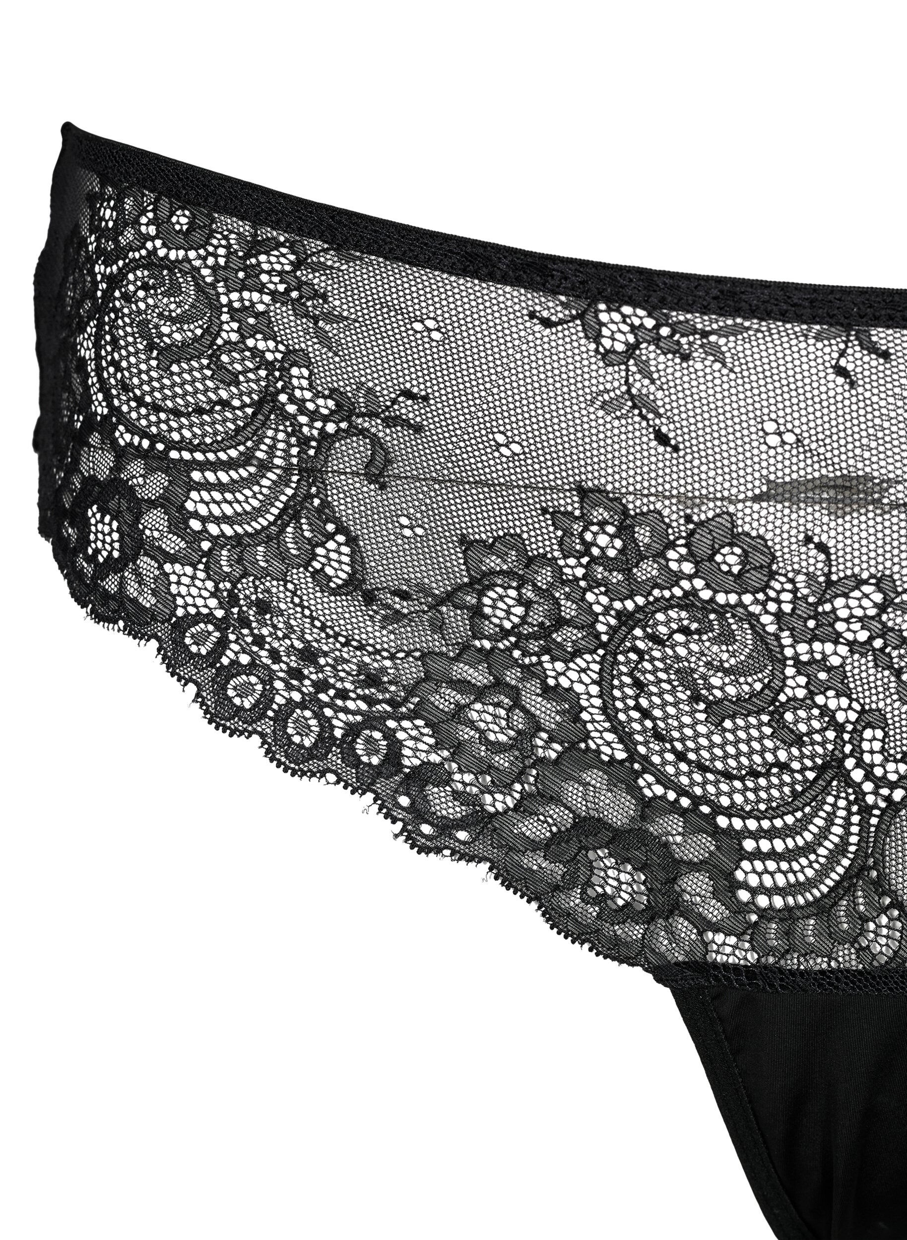 Zizzi String en dentelle taille normale, Black, Packshot image number 2