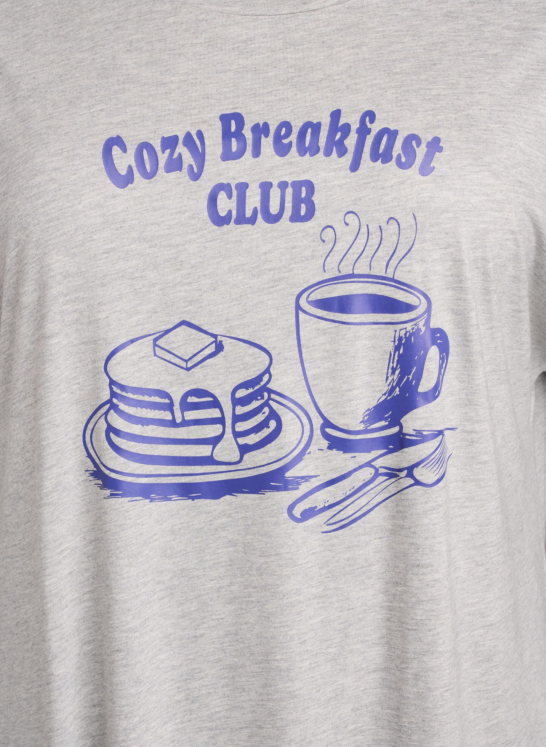 ZizziKurzarm-Nachthemd mit Textaufdruck, Grau, Packshot image number 2