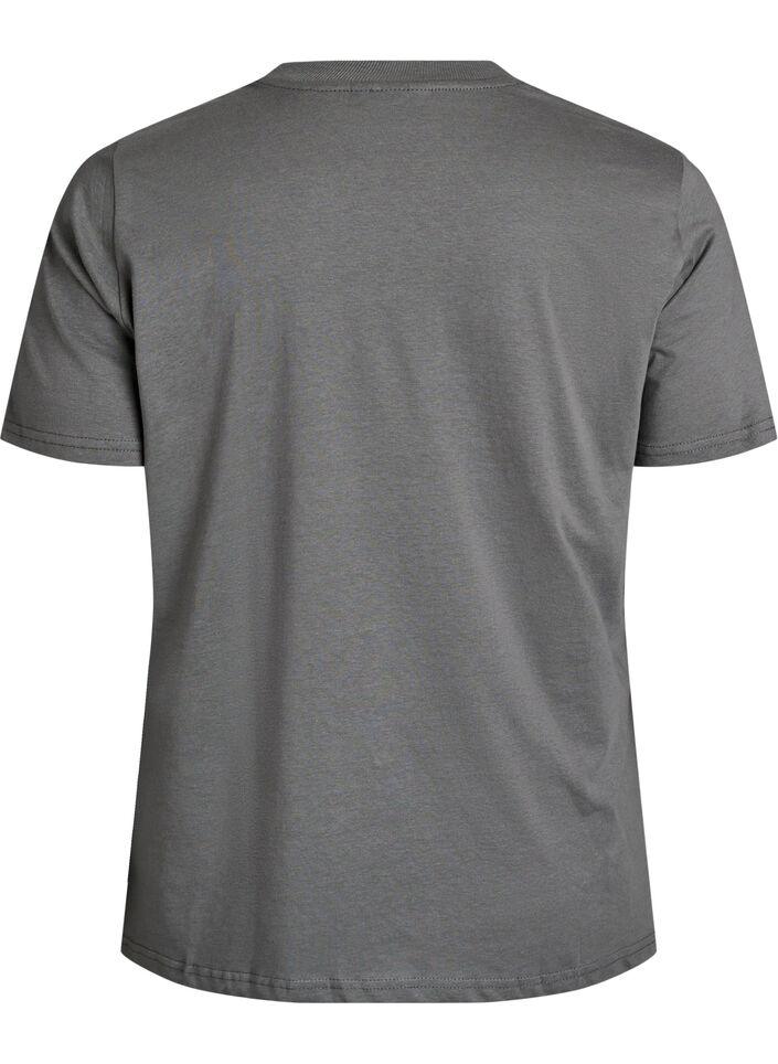 Basic-T-Shirt aus Baumwolle mit Rundhalsausschnitt., Grau, Packshot image number 1
