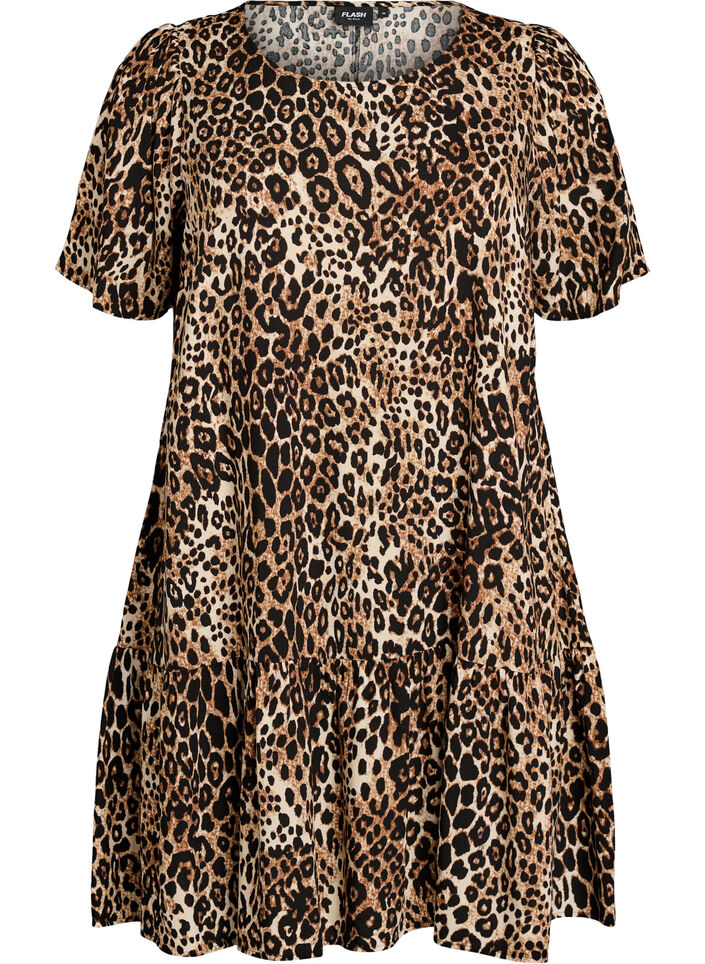 Robe en viscose avec d&eacute;coupe, Marron, Packshot image number 0