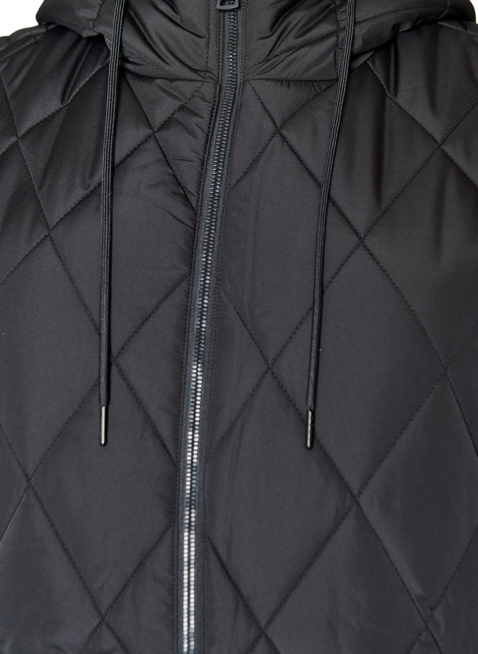 ZizziGilet matelass&eacute; mi-long &agrave; capuche, Noir, Packshot image number 2