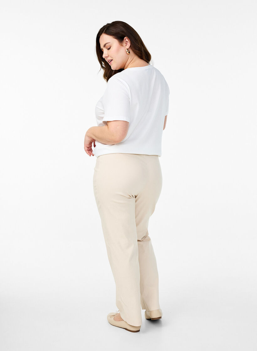 Pantalon extensible en viscose, Beige, Model image number 1