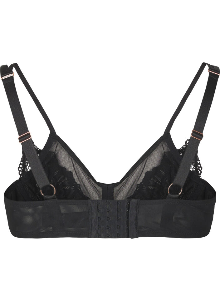 Soutien-gorge couvrant avec dentelle et maille, Black, Packshot image number 1