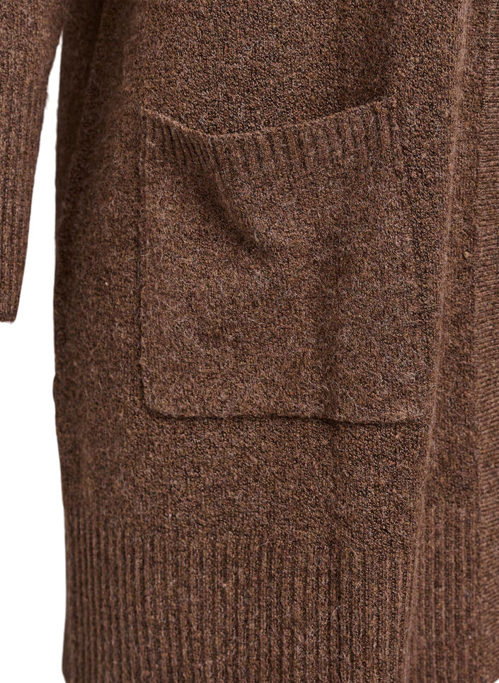 Cardigan en tricot côtelé avec poches, Marron, Packshot image number 3