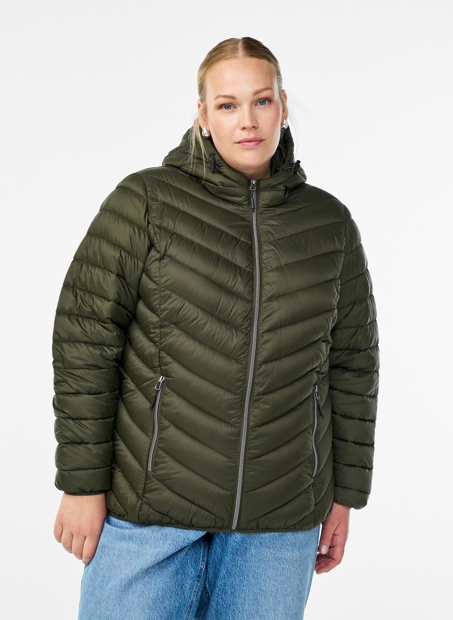 Zizzi Veste l&eacute;g&egrave;re &agrave; capuche, Vert fonc&eacute;, Model image number 0