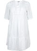 Robe en viscose rayée avec ruban en dentelle, Bright White, Packshot image number 0