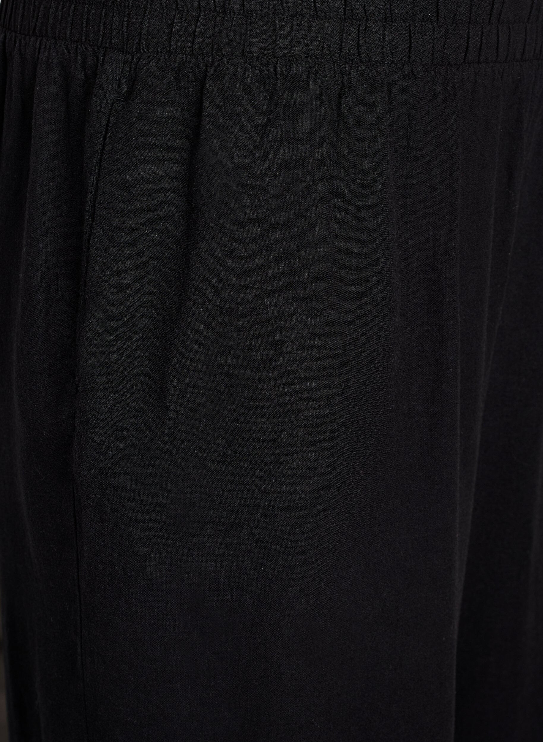 Zizzi Pantalon ample en lin et viscose, Noir, Packshot image number 2