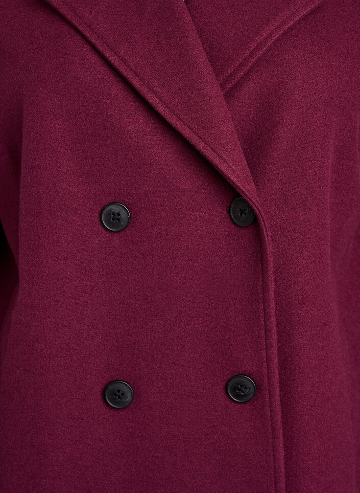 Kurzmantel mit zweireihiger Knopfleiste, Dunkles Bordeaux, Packshot image number 2