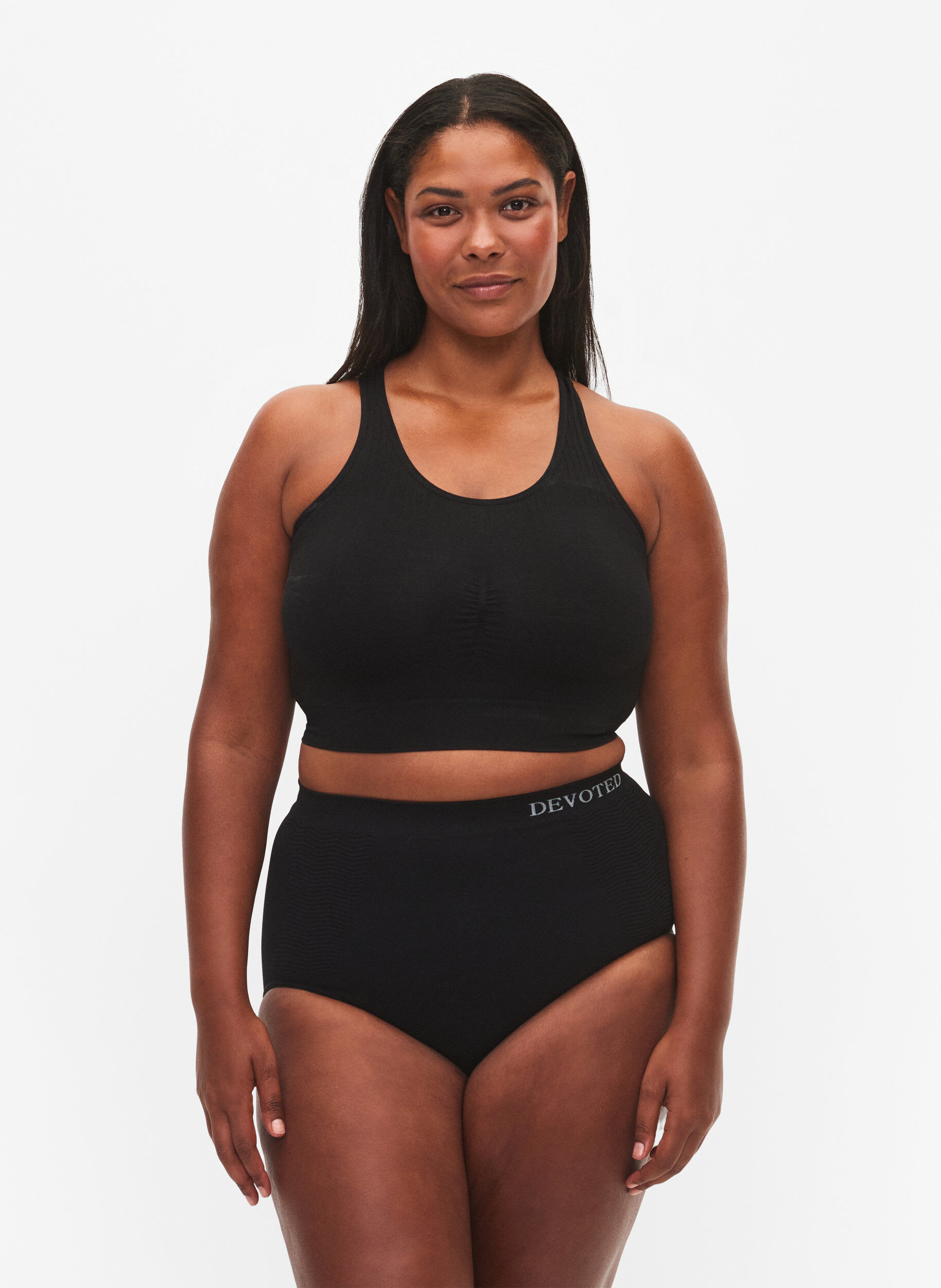 Zizzi Nahtloser Slip mit hoher Taille, Black, Model image number 0
