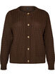 Cardigan en maille torsad&eacute;e avec boutons dor&eacute;s, Marron, Packshot image number 0
