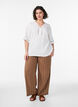 Pantalon large en lin et viscose, Marron, Model image number 0
