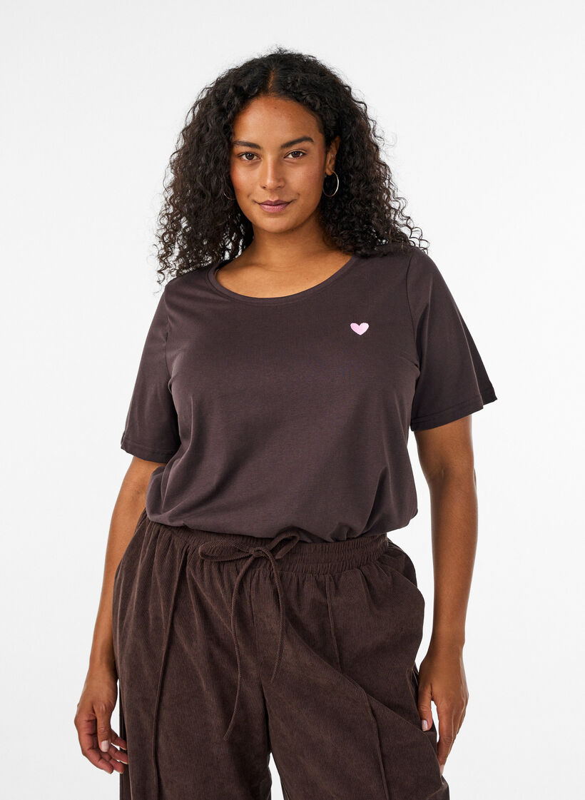 T-shirt imprim&eacute;, Marron, Model image number 0