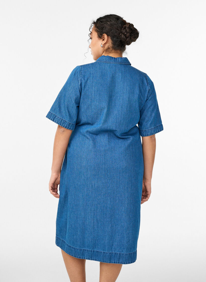 Jeanskleid mit Kn&ouml;pfen und Bindedetail, Blau, Model image number 2
