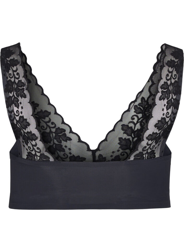 Soutien-gorge souple avec bretelles en dentelle, Black, Packshot image number 1