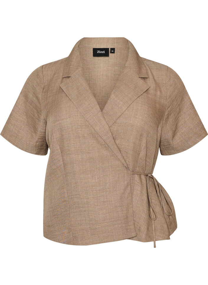 Chemise cache-c&oelig;ur &agrave; nouer, Marron, Packshot image number 0