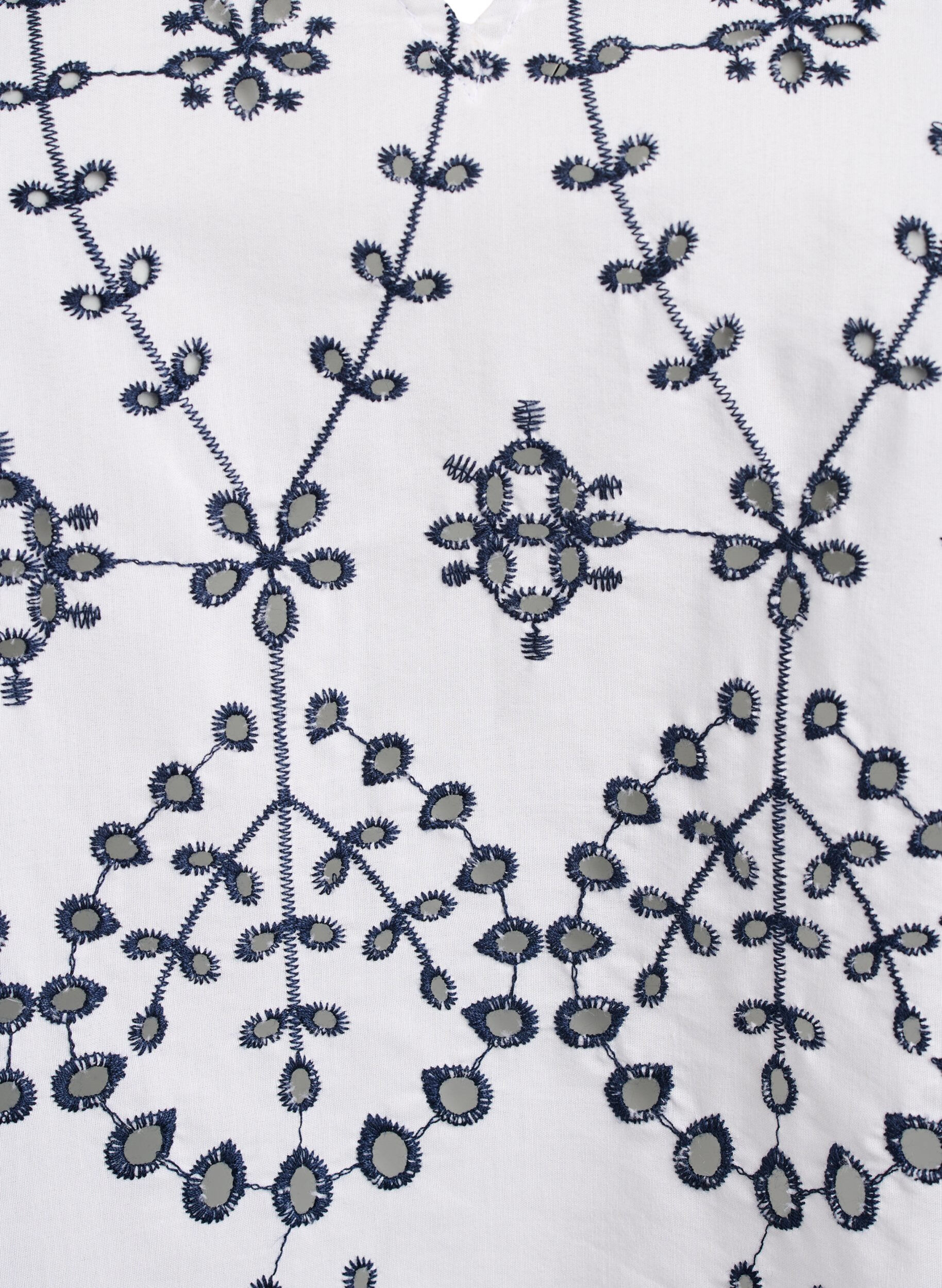 Zizzi Chemisier &agrave; manches 3/4 avec broderie anglaise contrast&eacute;e, Blanc, Packshot image number 2