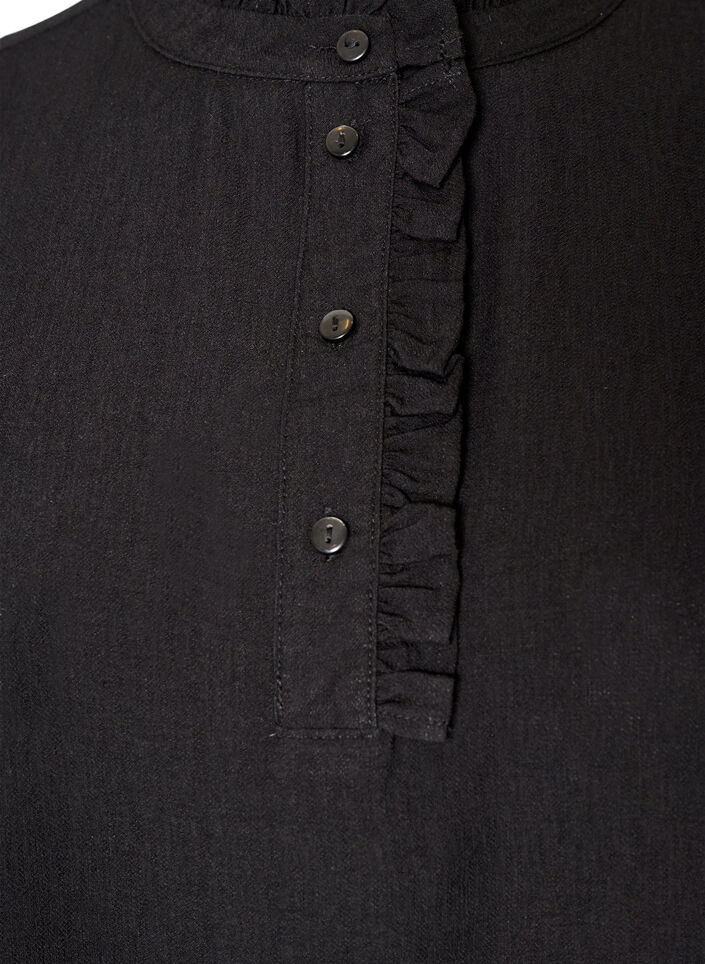 Tunique en viscose avec volants et boutons, Noir, Packshot image number 2