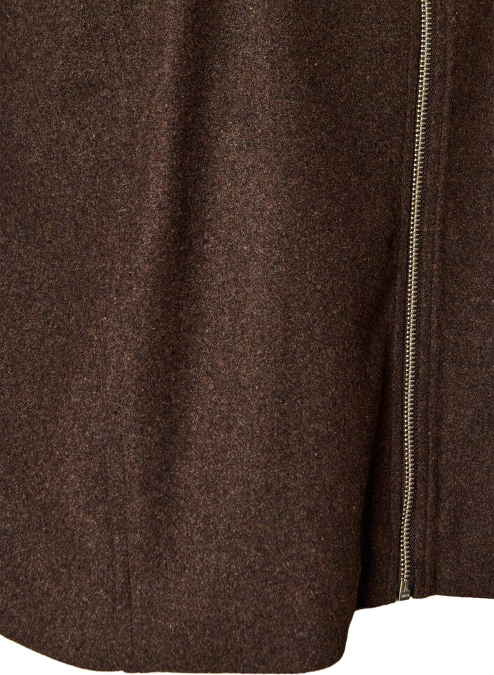 Veste courte avec col de chemise et zip, Marron, Packshot image number 3