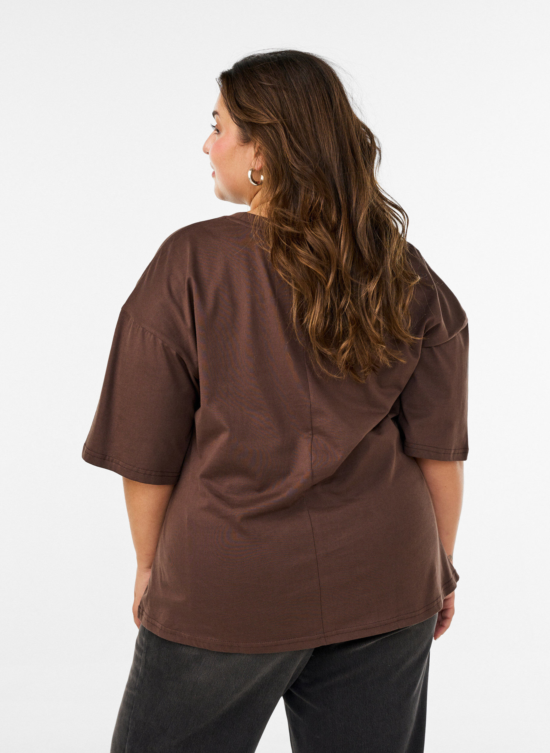 ZizziT-shirt avec d&eacute;tail drap&eacute;, Marron, Model image number 2