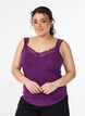 Top en viscose avec bord en dentelle, Violet, Model image number 0