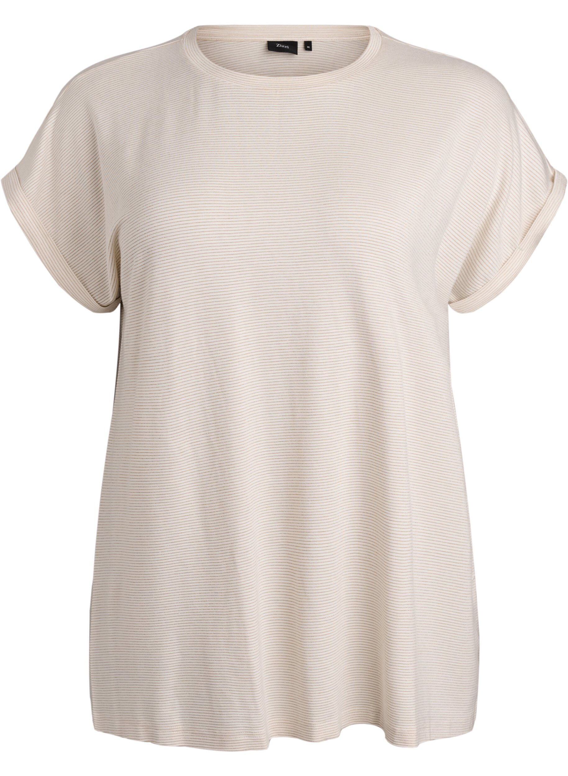 T-Shirt aus Viskose mit Glitzerstreifen