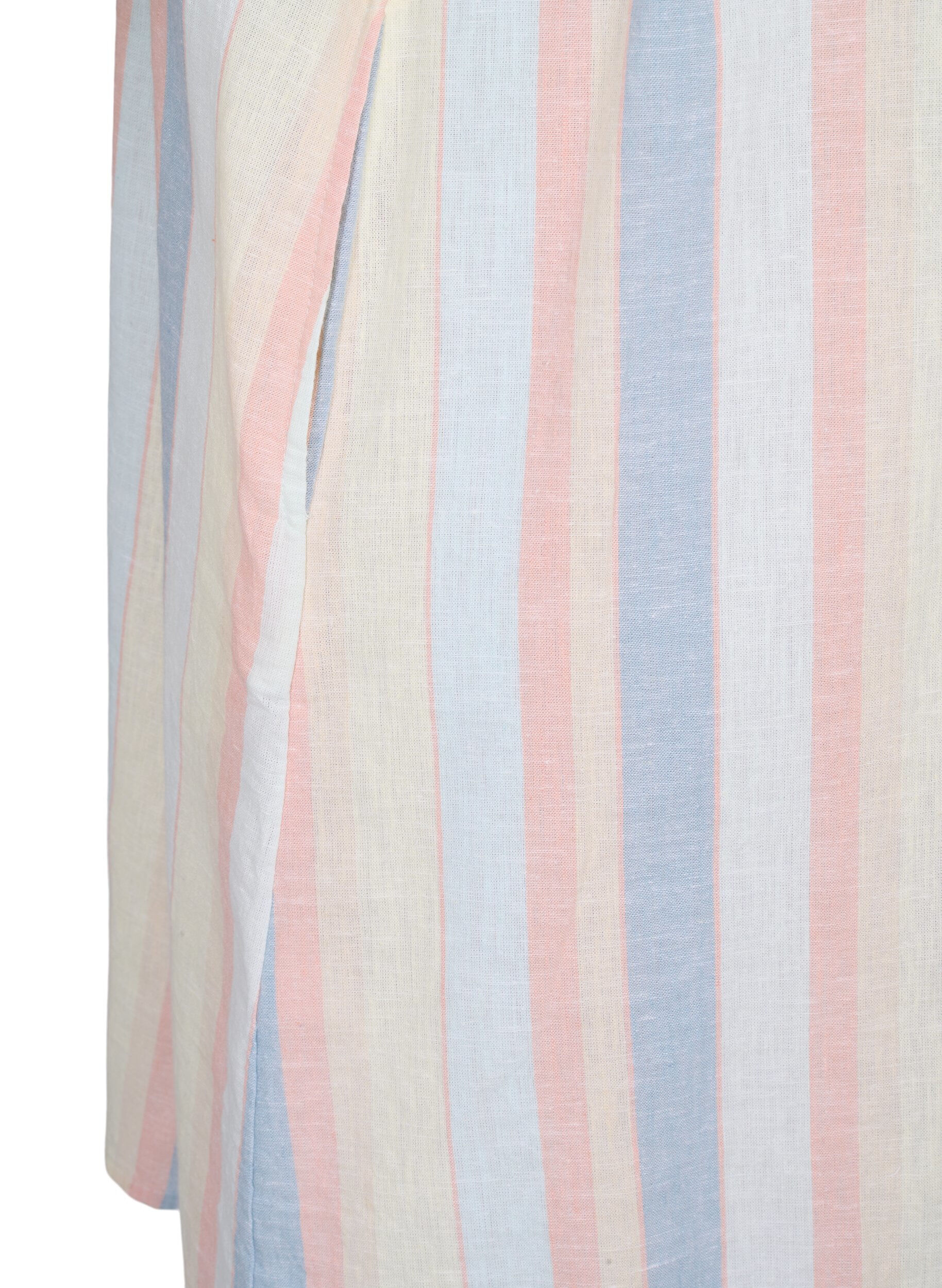 Zizzi Robe courte en coton et lin m&eacute;lang&eacute;s, Multi Color Stripe, Packshot image number 3