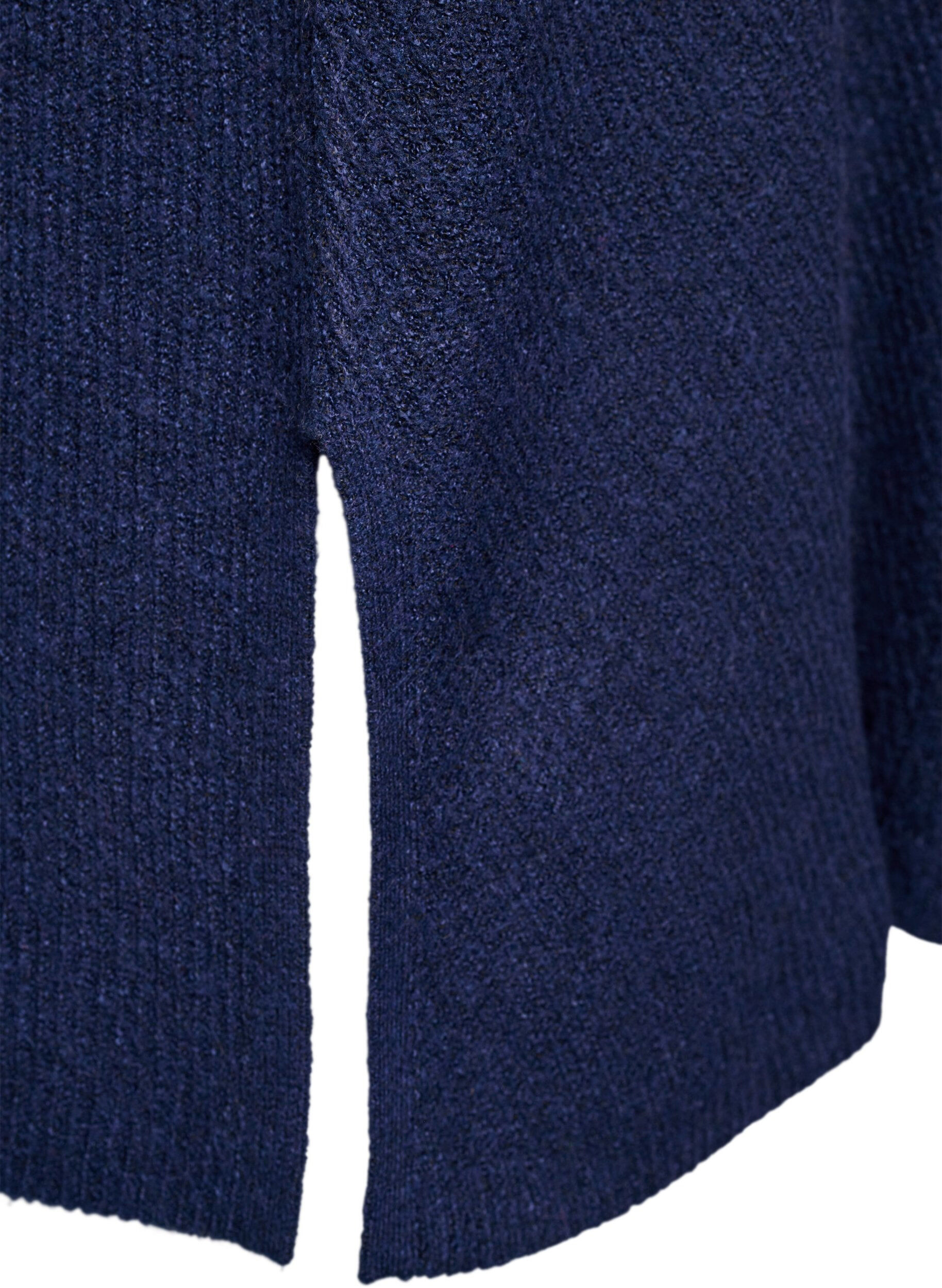 Zizzi Strickpullover mit diagonalem Muster und Raglan&auml;rmeln, Blau, Packshot image number 3