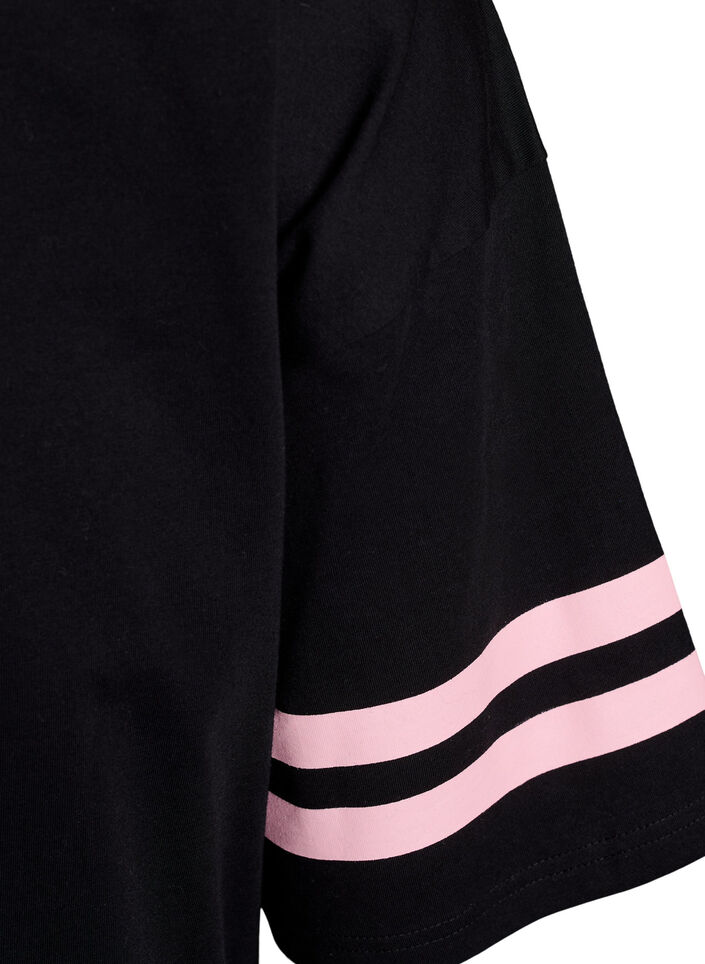 T-shirt coll&egrave;ge oversize et sportif, Noir, Packshot image number 3