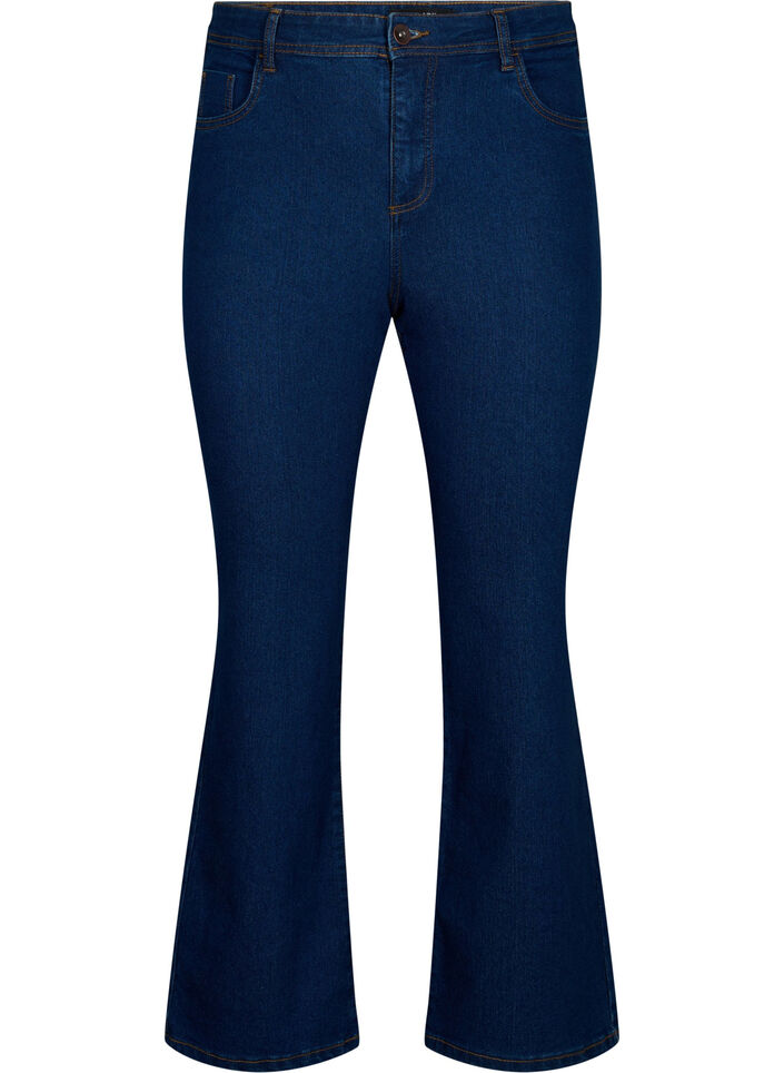 Hoch taillierte Jeans mit Bootcut, Blau, Packshot image number 0