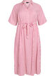 Robe-chemise longue jusqu&rsquo;aux chevilles avec ceinture &agrave; nouer et rayures, Rose, Packshot image number 0