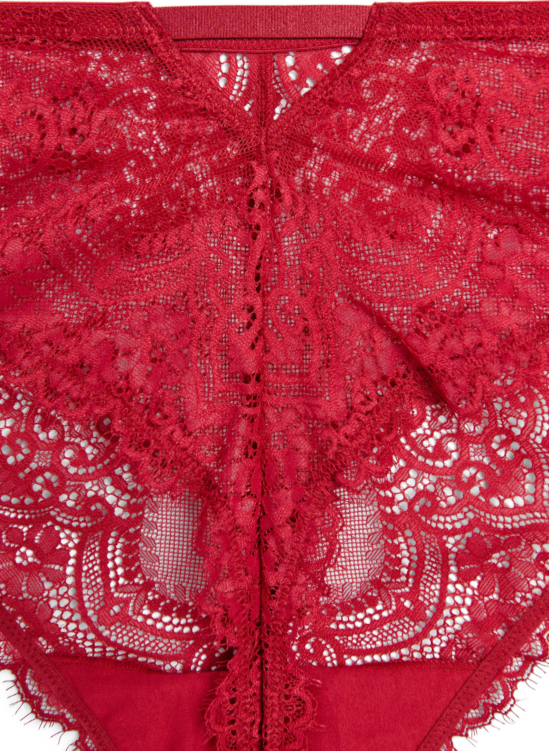 Zizzi Thong en dentelle avec une ouverture au dos, Rouge, Packshot image number 3