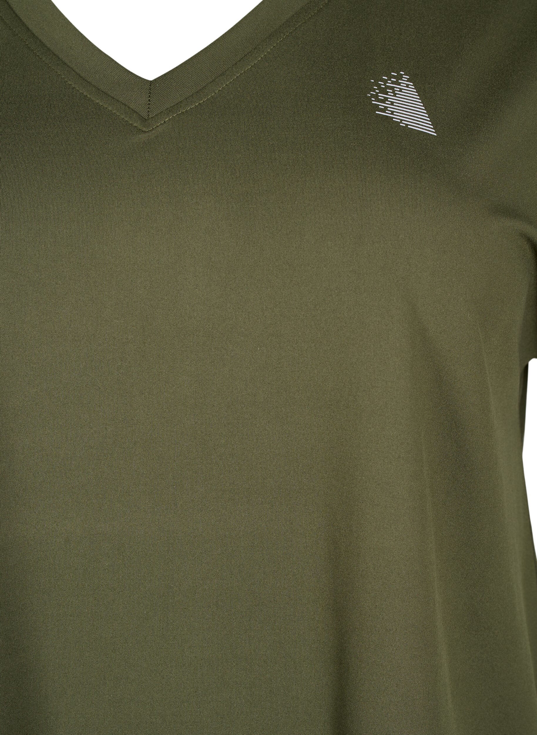 Zizzi T-shirt de sport avec col en V, Forest Night, Packshot image number 2