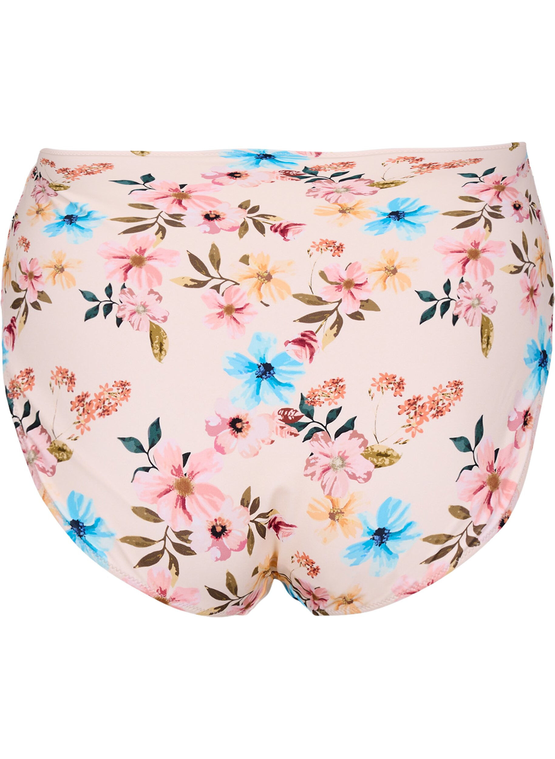 Zizzi Bas de bikini taille extra haute avec imprim&eacute; floral, Beige, Packshot image number 1