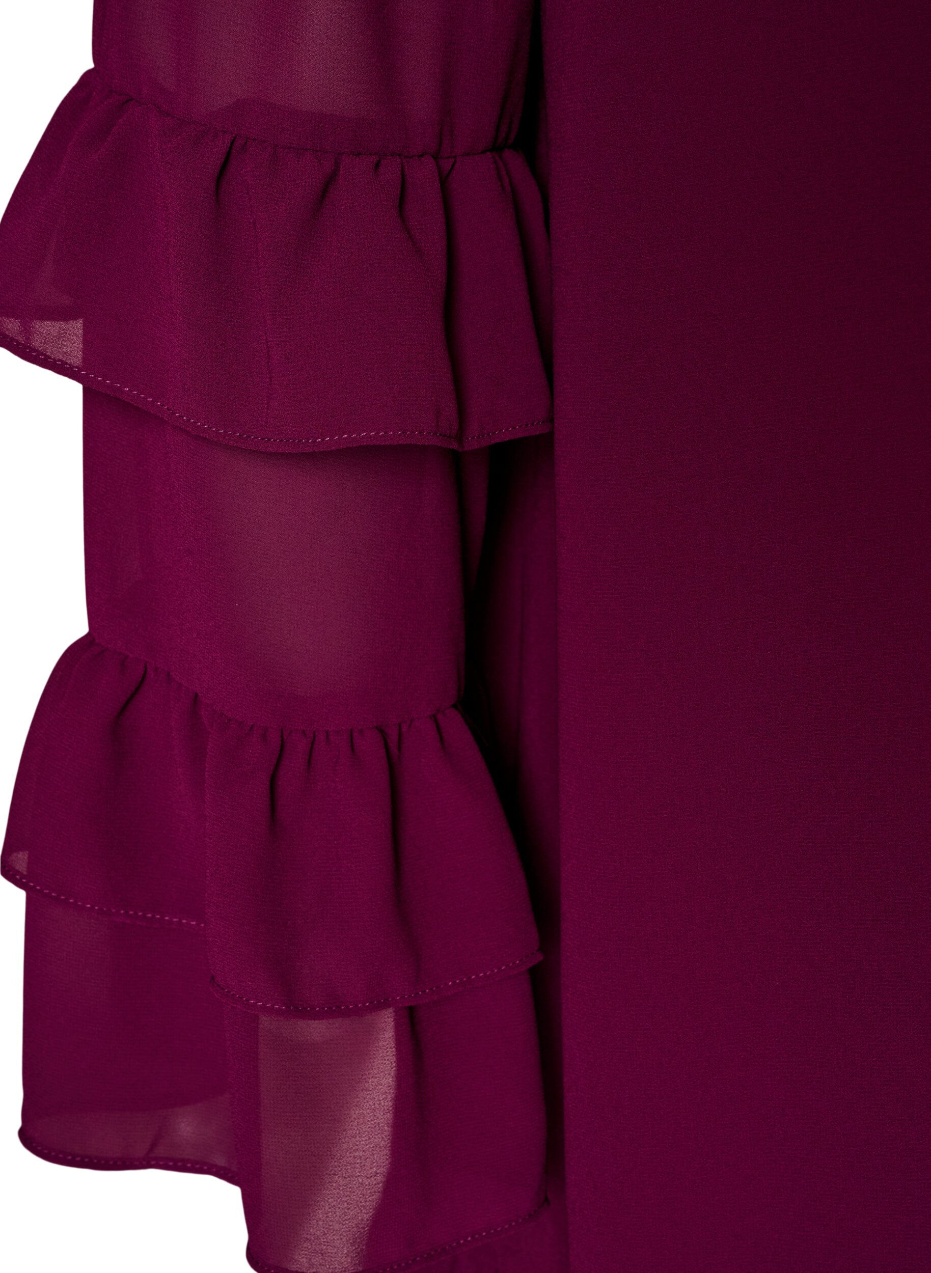ZizziKurzes Kleid mit transparenten R&uuml;schen&auml;rmeln, Lila, Packshot image number 3