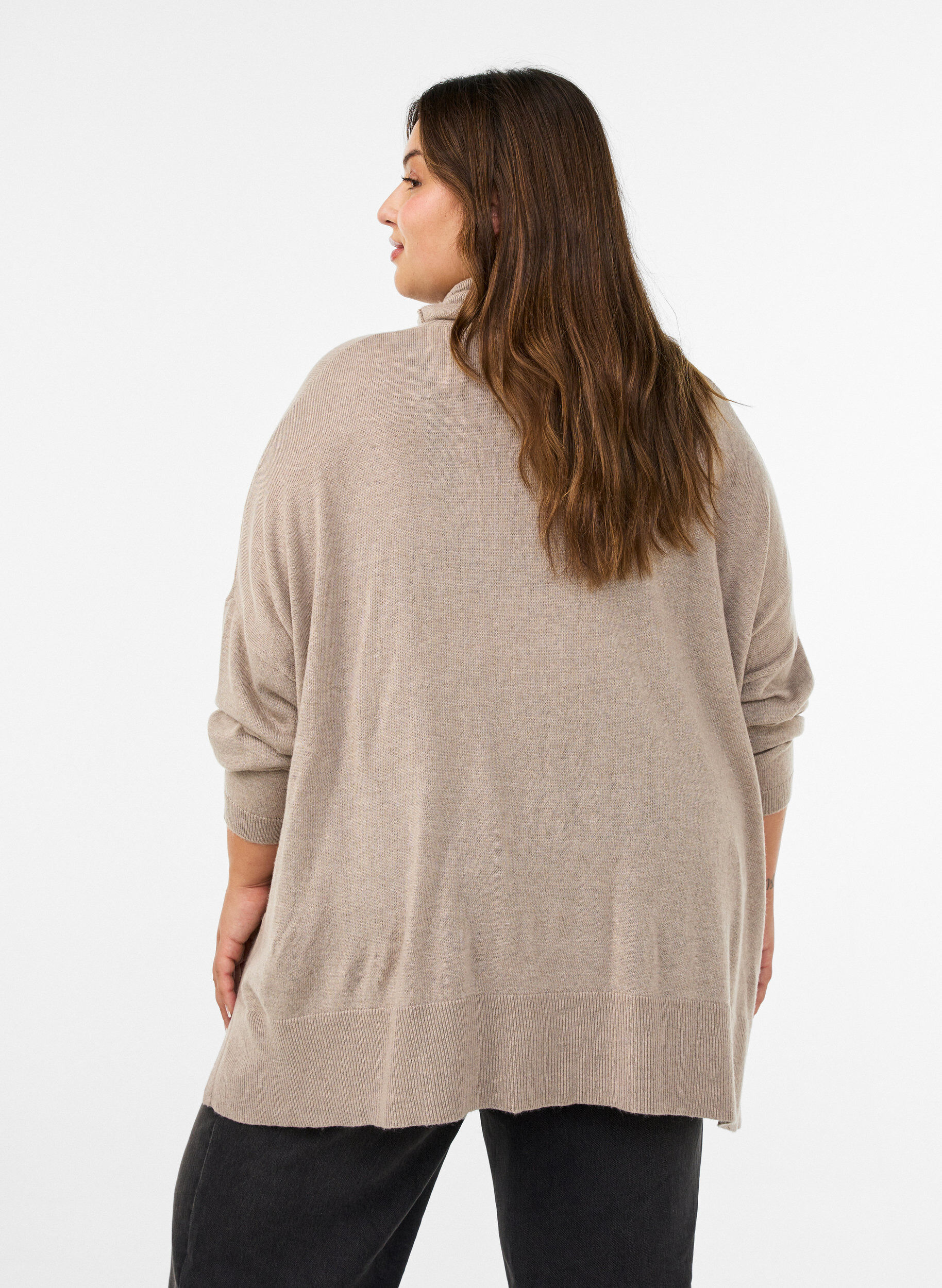 ZizziPull &agrave; col roul&eacute; &agrave; coupe ample, Beige, Model image number 2