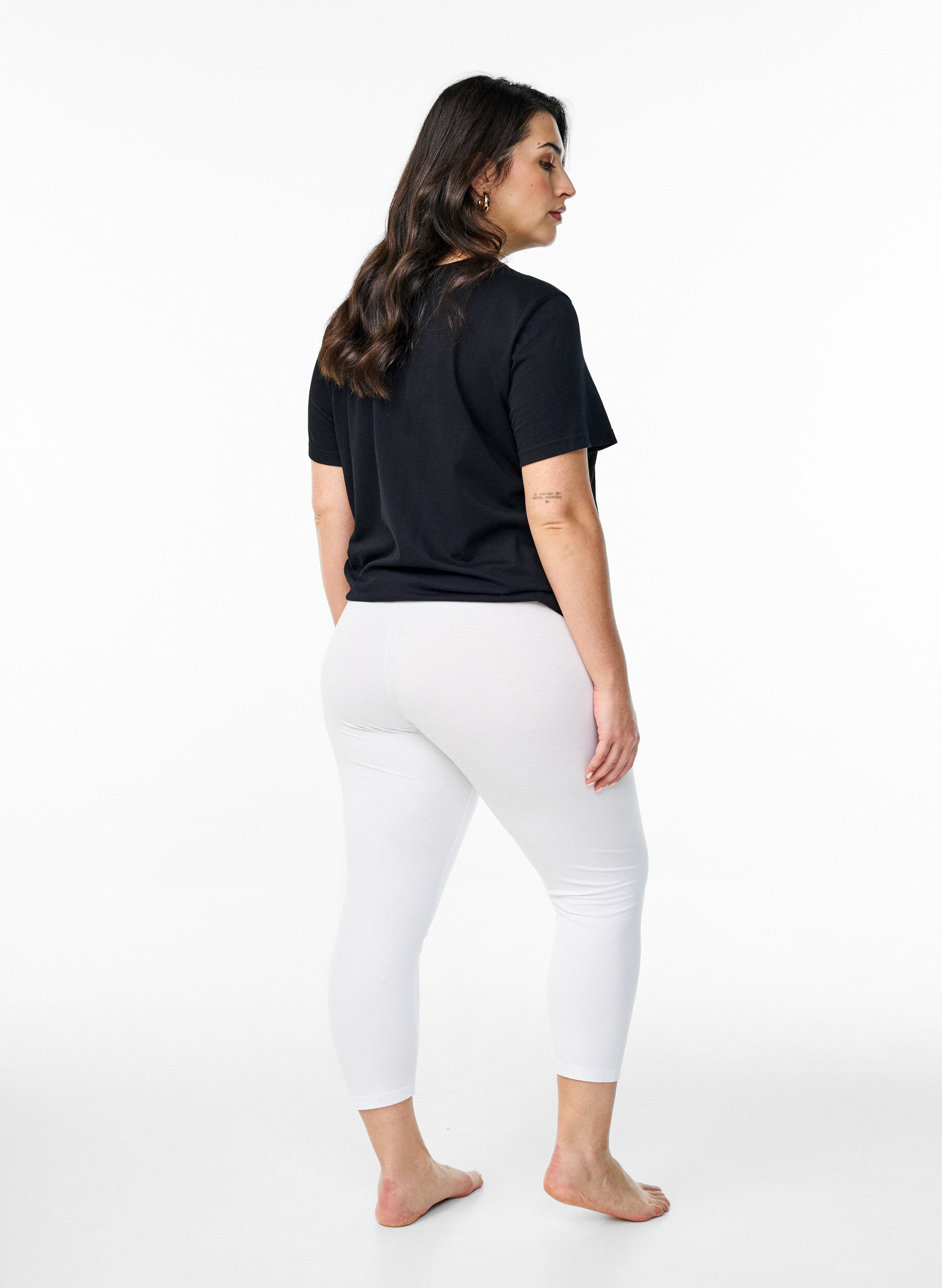 Zizzi Leggings 3/4 basiques en viscose, Blanc, Model image number 2