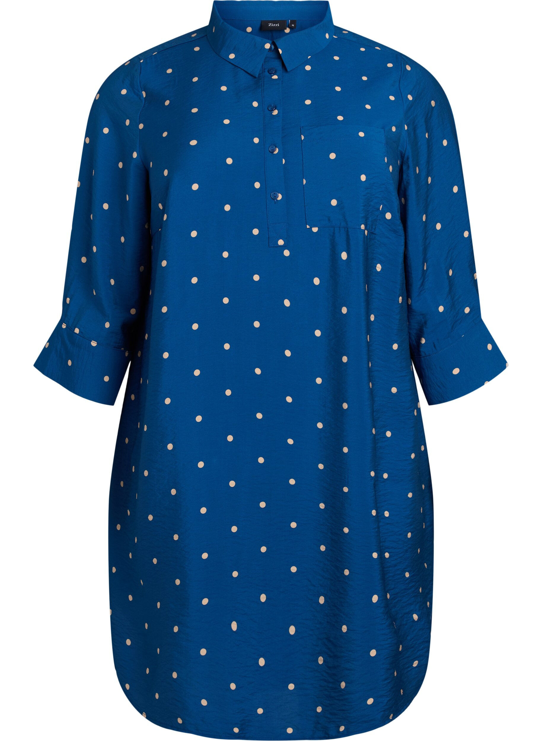 Zizzi Kleid mit Kragen und Brusttasche, Blau, Packshot image number 0