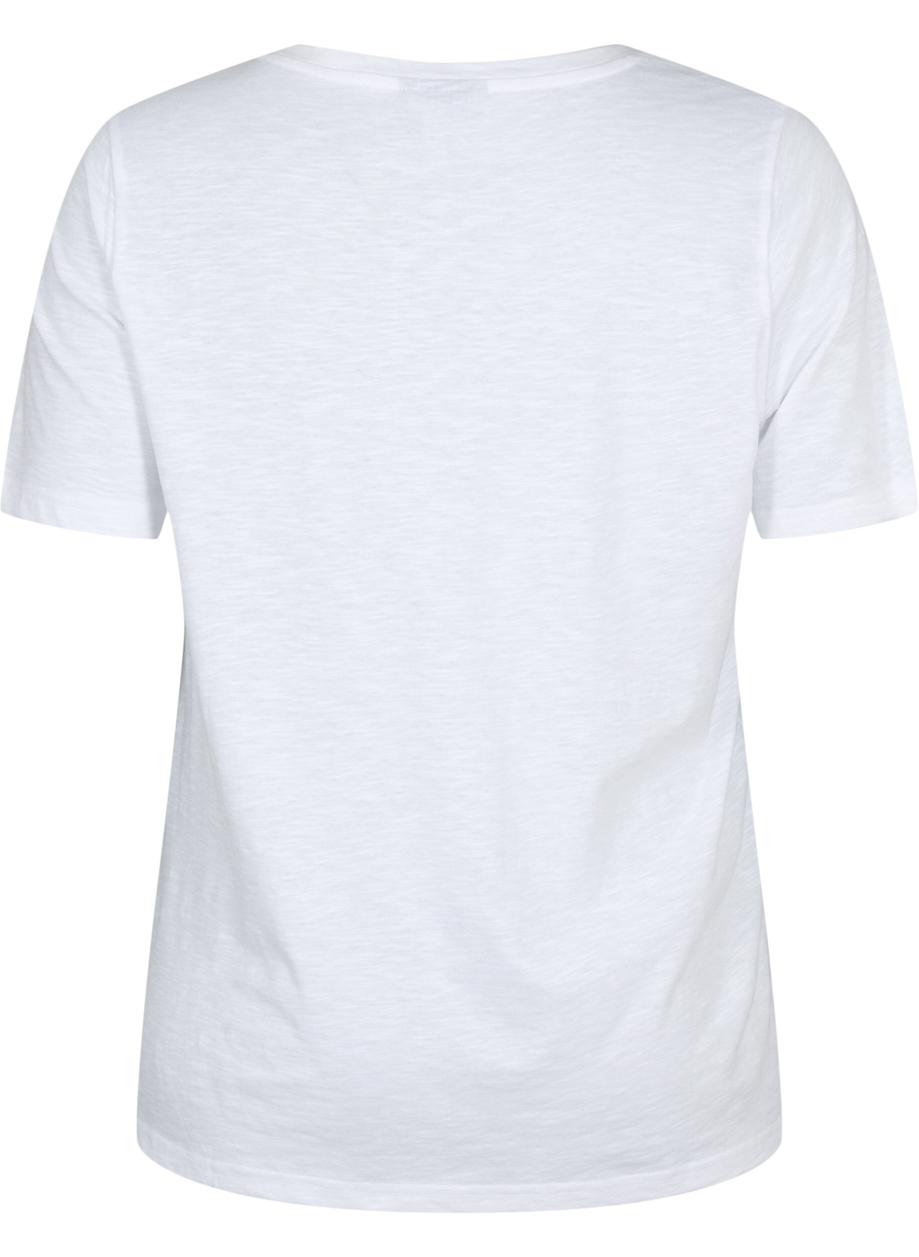 ZizziKurz&auml;rmeliges Basic T-Shirt mit V-Ausschnitt, Wei&szlig;, Packshot image number 1