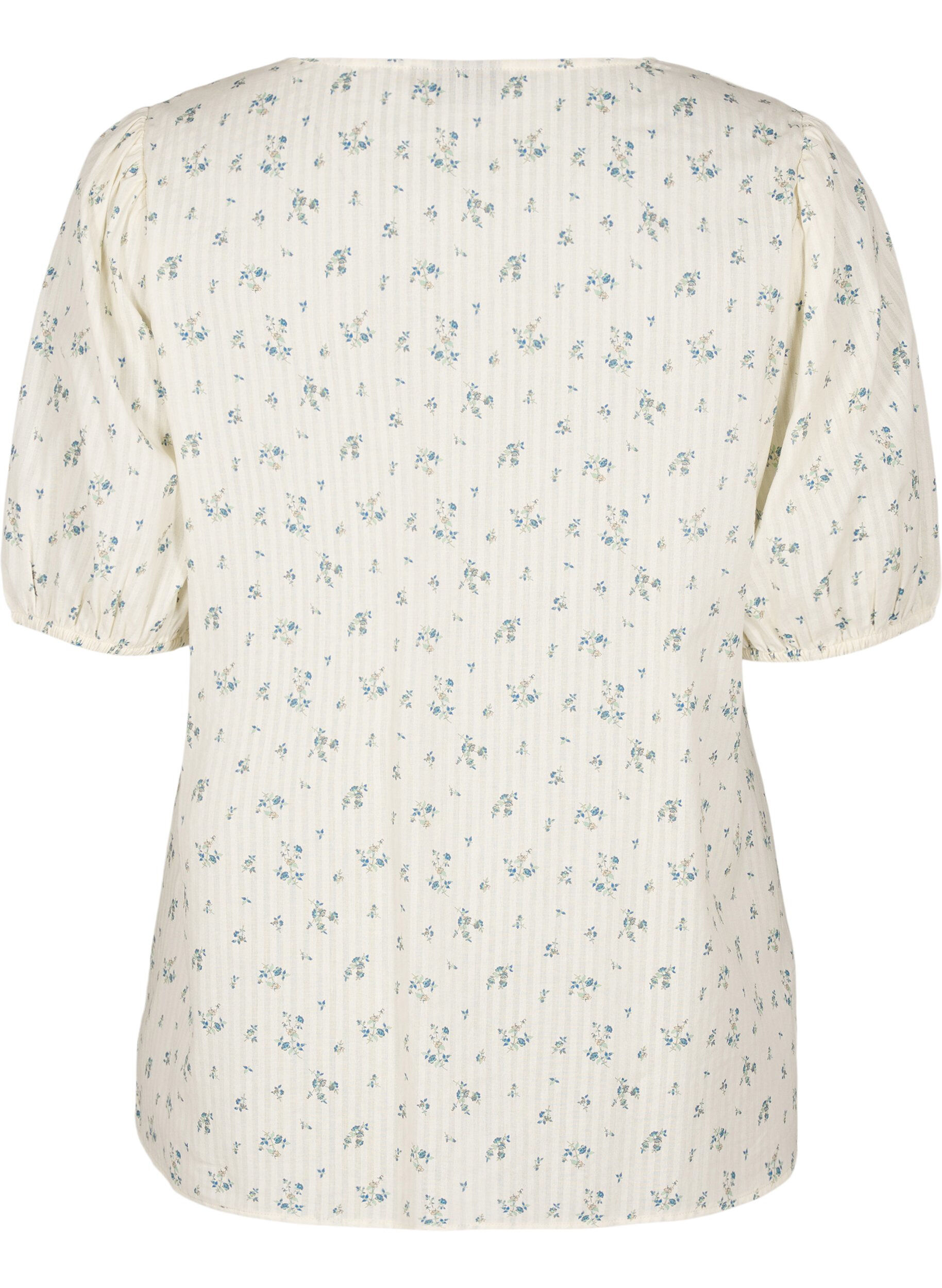 Zizzi Blouse &agrave; manches courtes bouffantes et d&eacute;tail fronc&eacute;, Blanc, Packshot image number 1